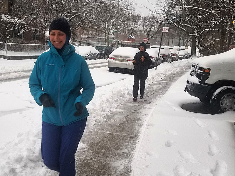 Running through the NY snow