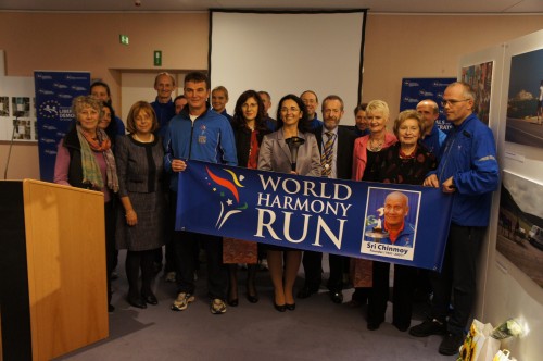 MEPs and runners at the European Parliament