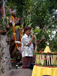 agung rai and the yellow rice Ceremony Observing Sri Chinmoy's Birth Anniversary